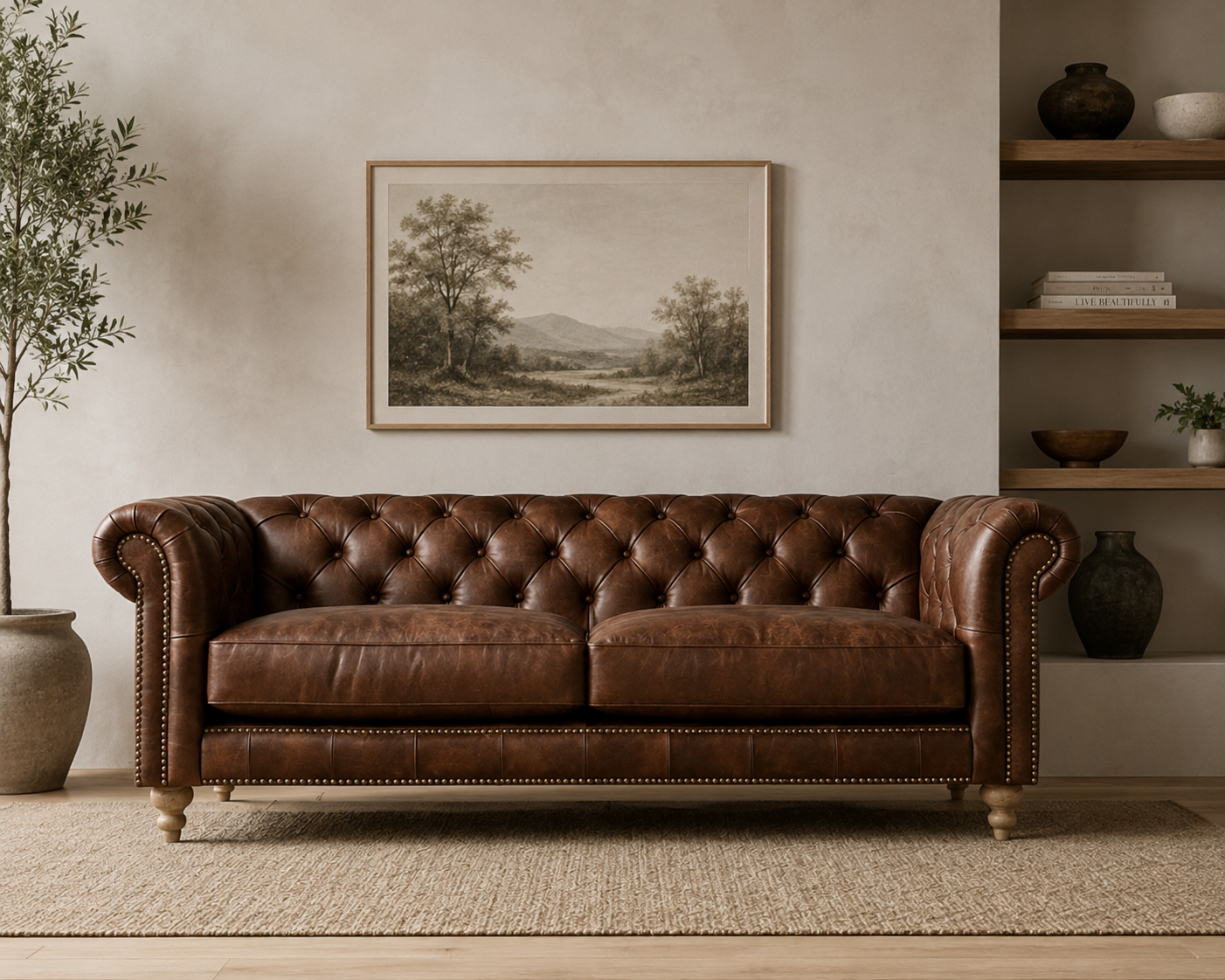 Vintage Leather Chesterfield Sofa